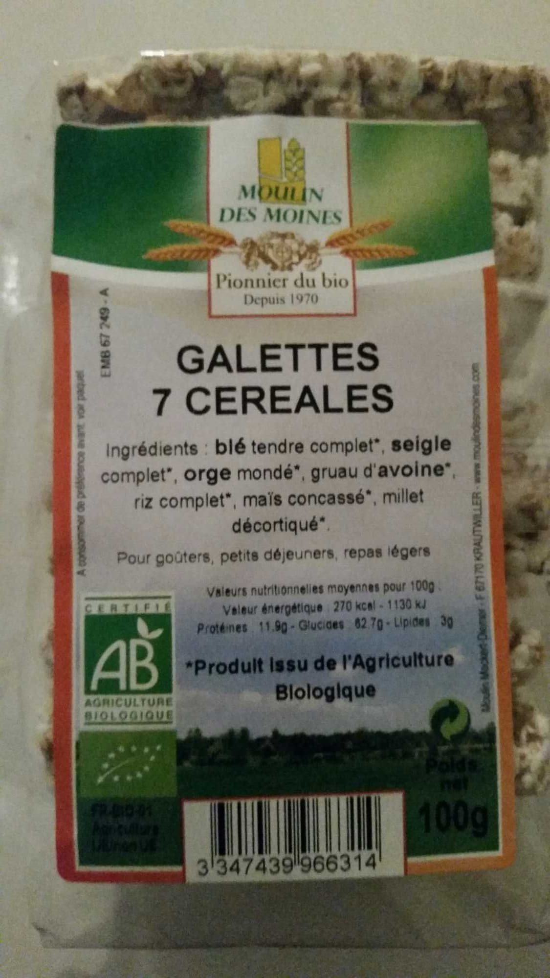 Moulin des Moines Galettes 7 céréales packshot