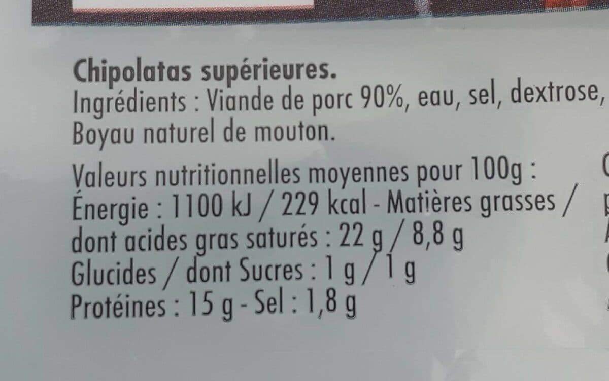 Open Food Facts 10 chipolatas qualité supérieure packshot