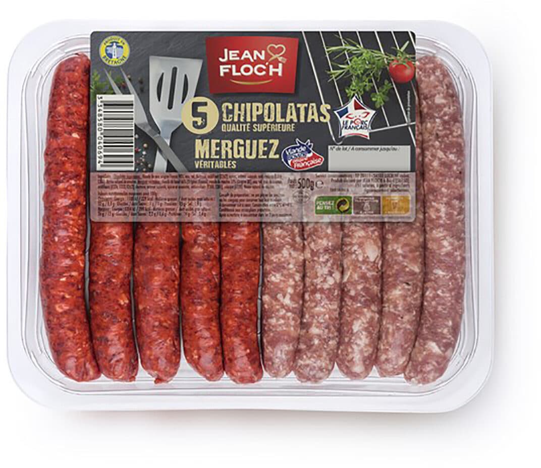 Jean Floc'h Veritables merguez et chipolatas sans colorant JEAN FLOC'H, packshot