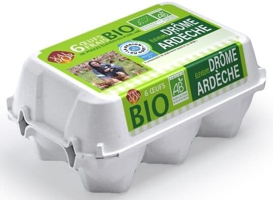 Val d'Or 6 œufs bio Drôme Ardèche de poules élevées en plein air issus de l'agriculture biologique packshot