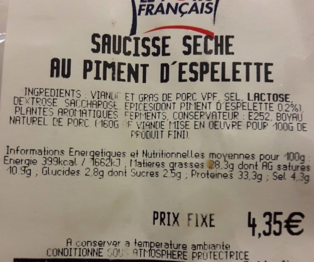 Oberti Saucisse seche au piment d'Espelette OBERTI packshot