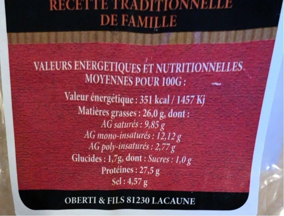 Oberti & fils Saucisse seche packshot