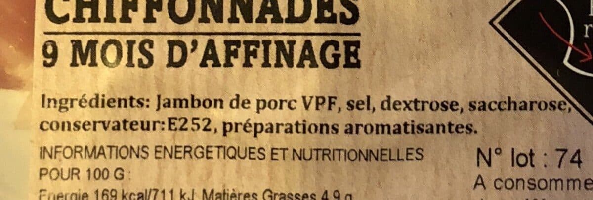 Oberti Chiffonnades jambon de lacaune packshot