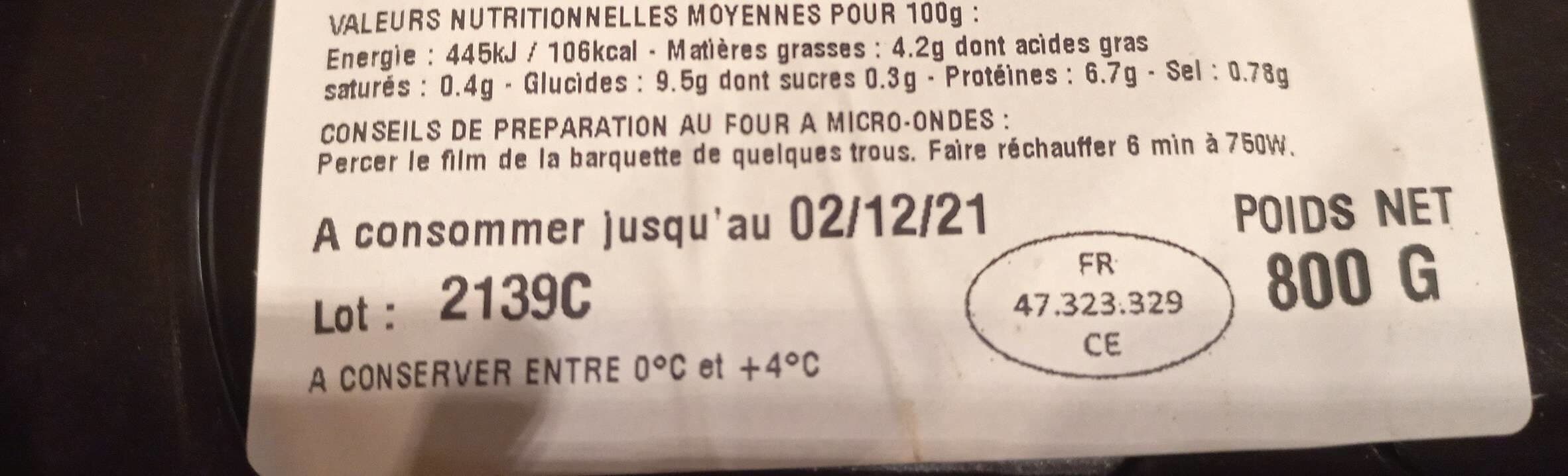 Open Food Facts Brandade de Morue Parmentière packshot