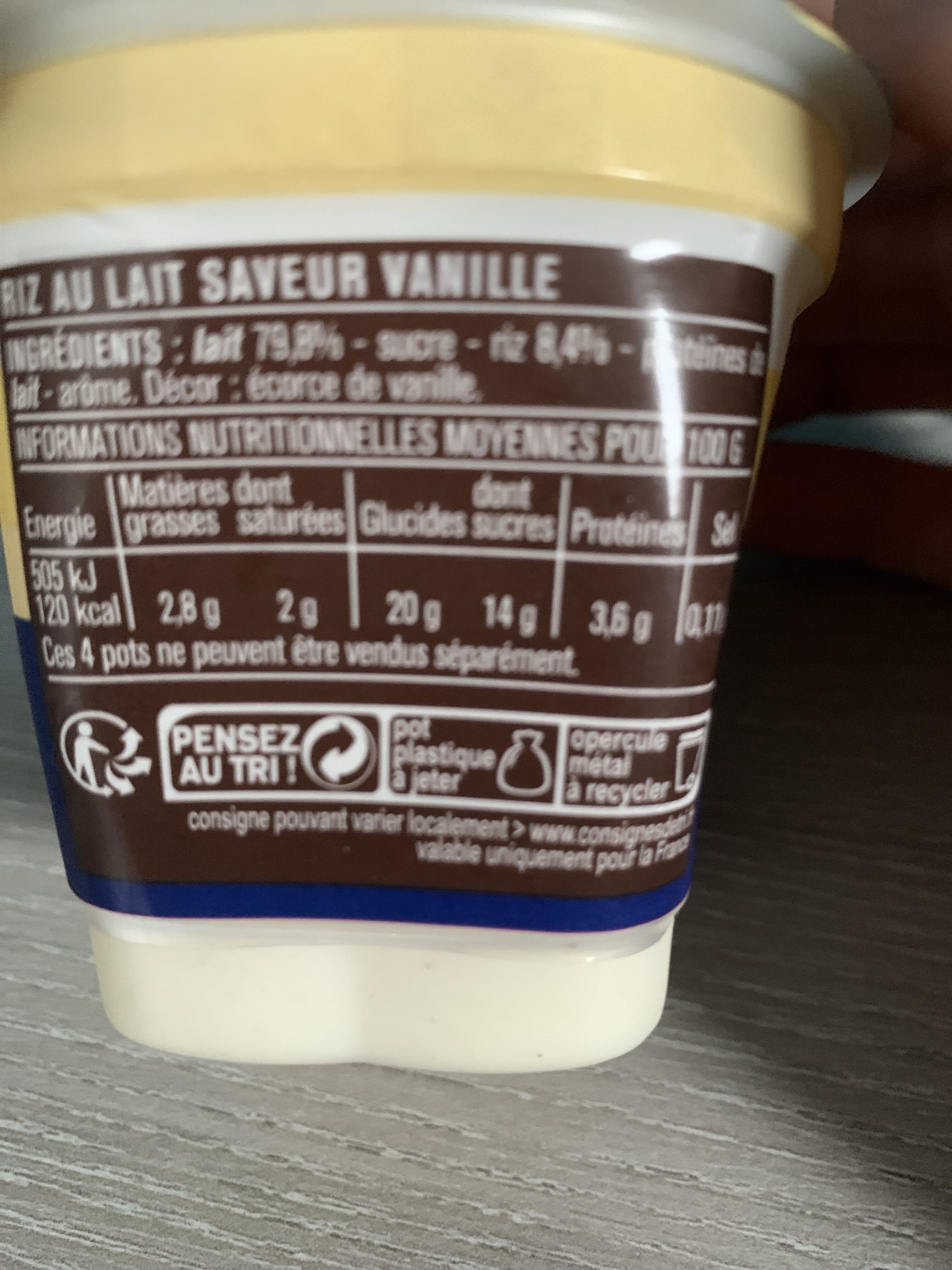 Monoprix Riz au lait saveur vanille packshot