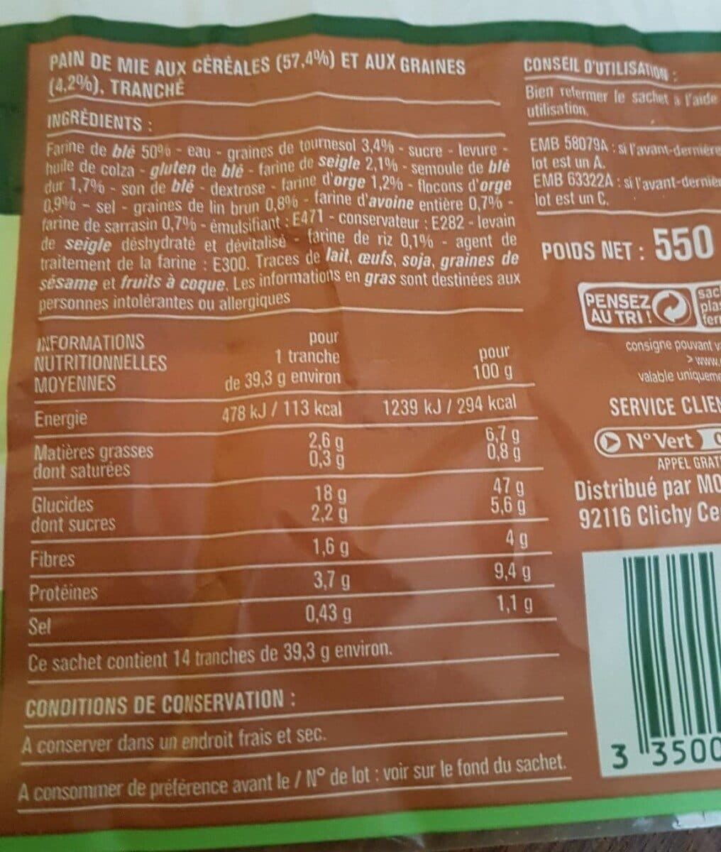 Monoprix Les 7 céréales pain de mie packshot
