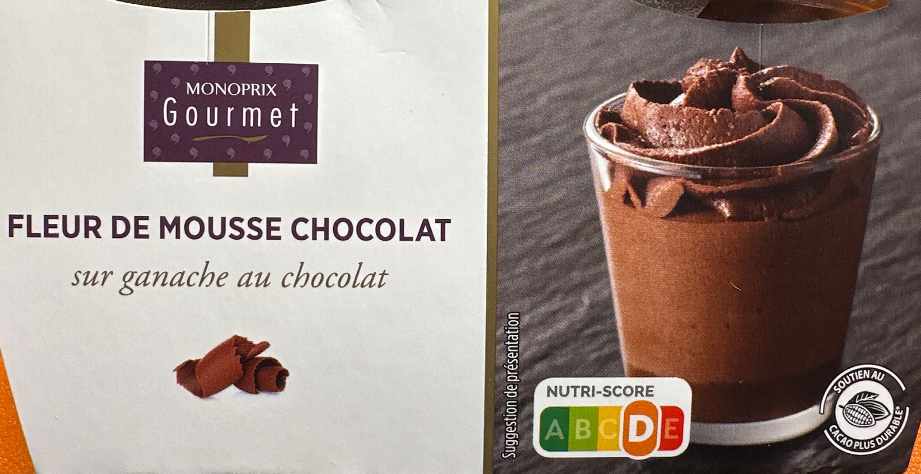 Monoprix Gourmet Fleur de mousse au chocolat sur ganache au chocolat packshot