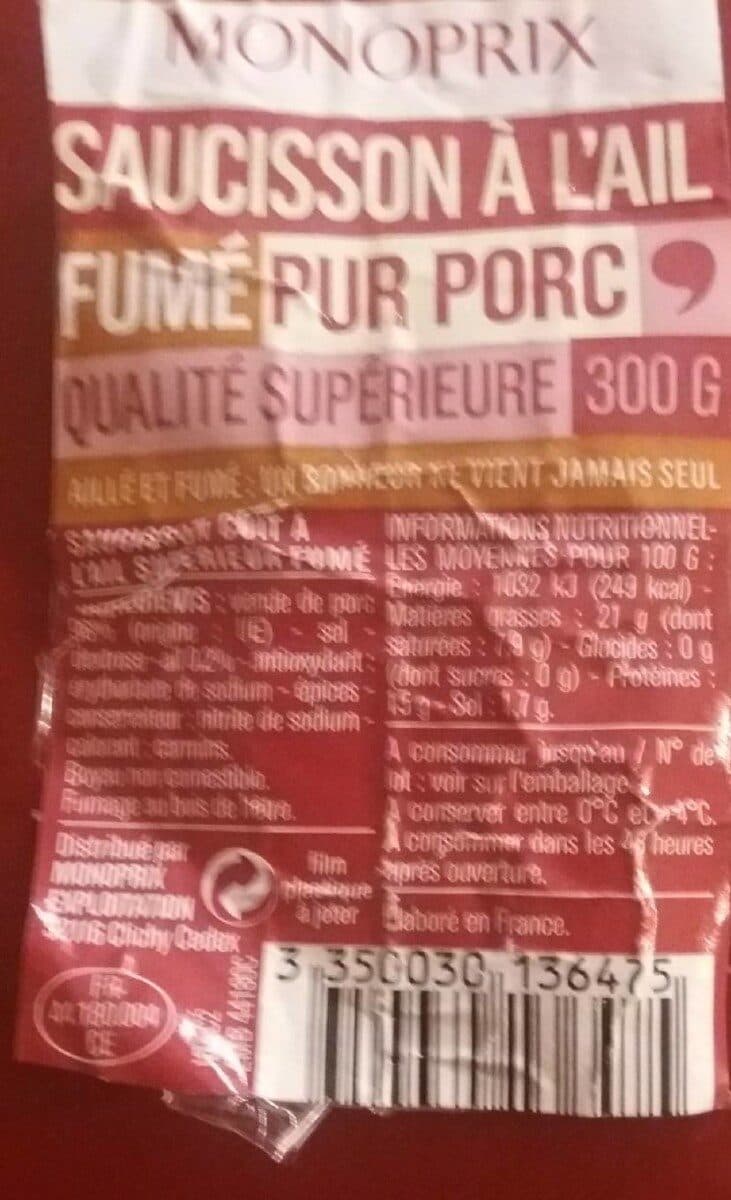 Monoprix Saucisson à l'ail packshot