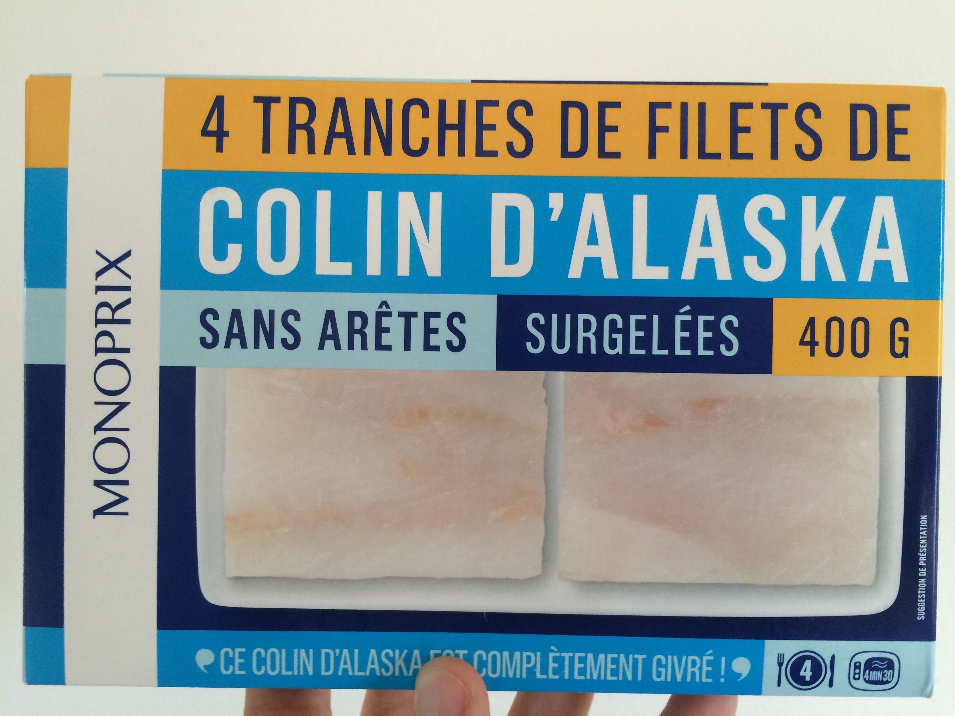 Monoprix Colin d'Alaska sans arêtes surgelés packshot