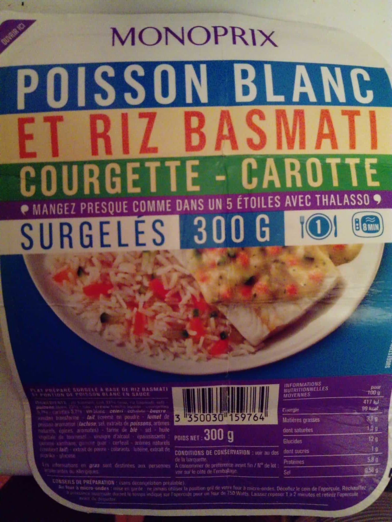 Monoprix Poisson blanc et riz basmati courgette carotte packshot