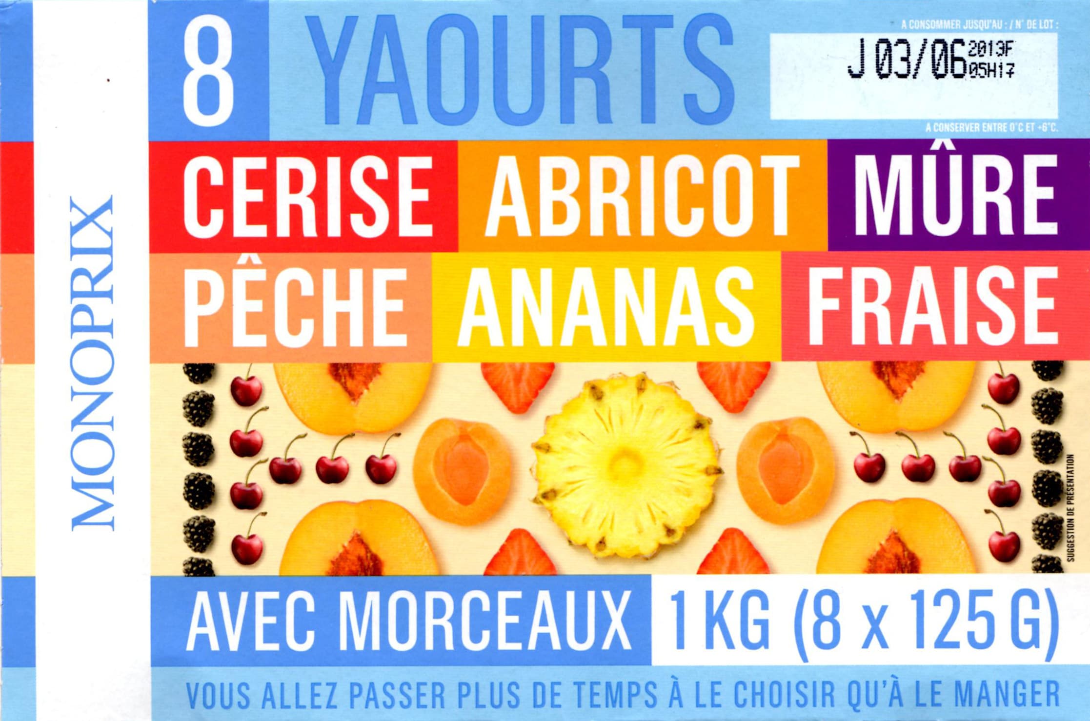 Monoprix 8 Yaourts aux fruits avec morceaux packshot