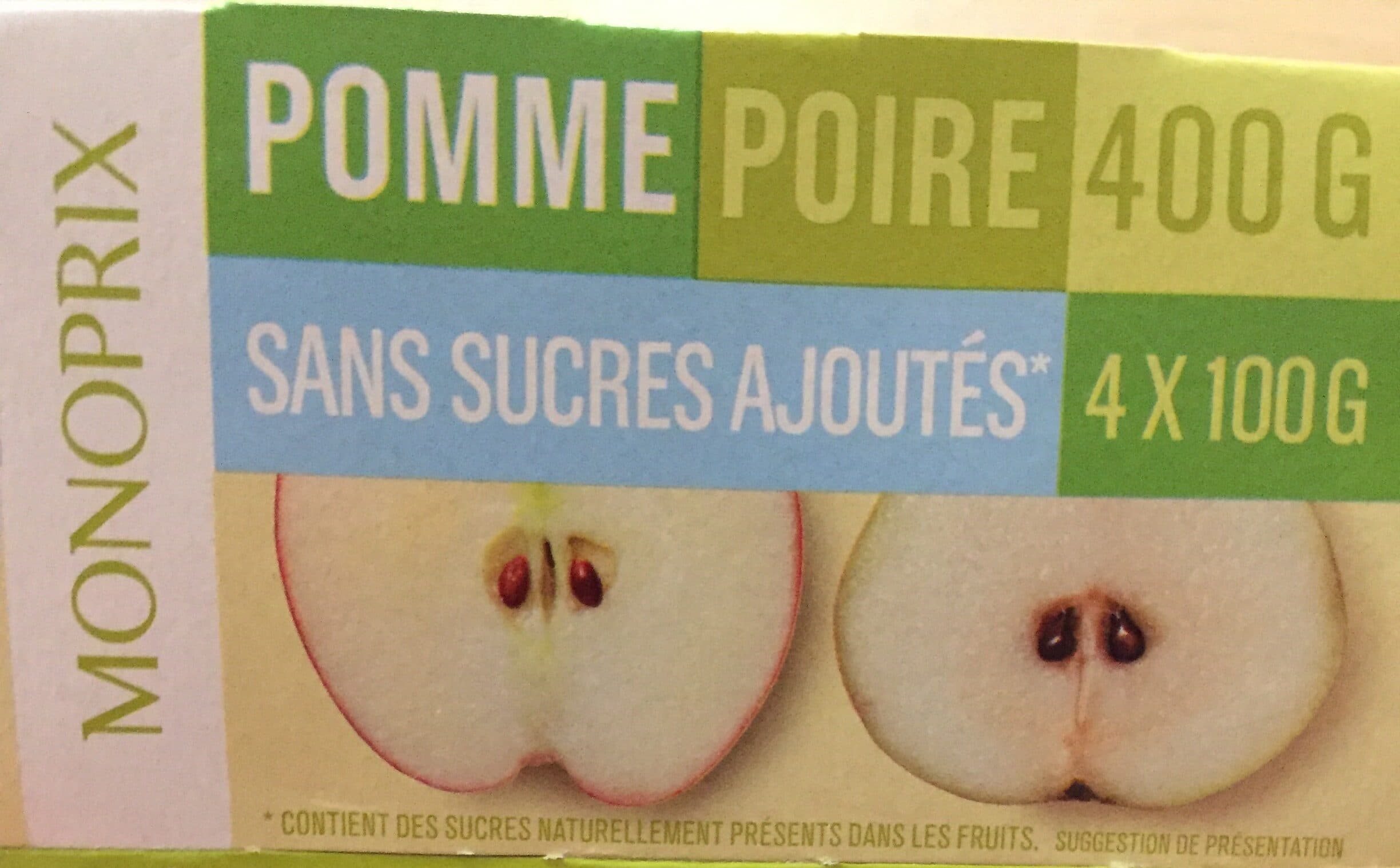 Monoprix Purée de pommes et poires, sans sucres ajoutés packshot
