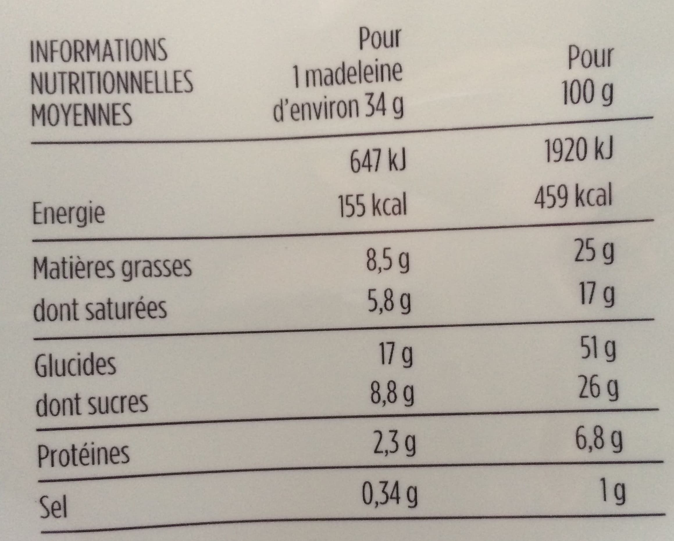 Monoprix Madeleine nature packshot