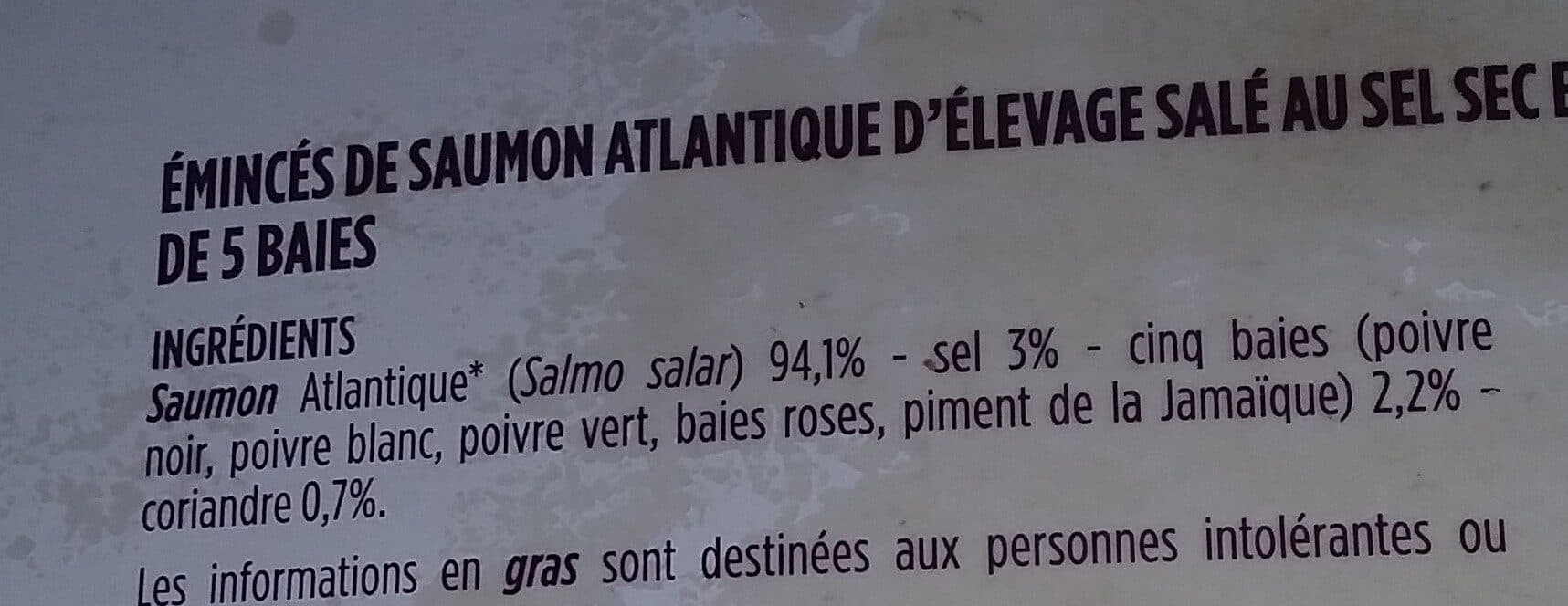 Monoprix Émincés de saumon fumé aux 5 bais packshot
