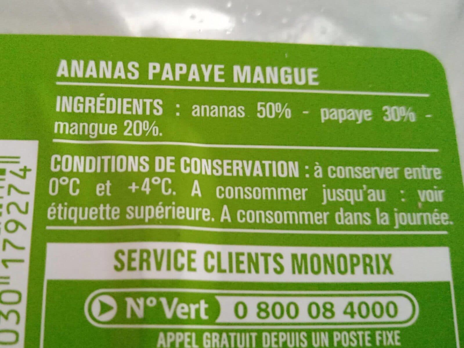 Monoprix Ananas Papaye Mangue packshot