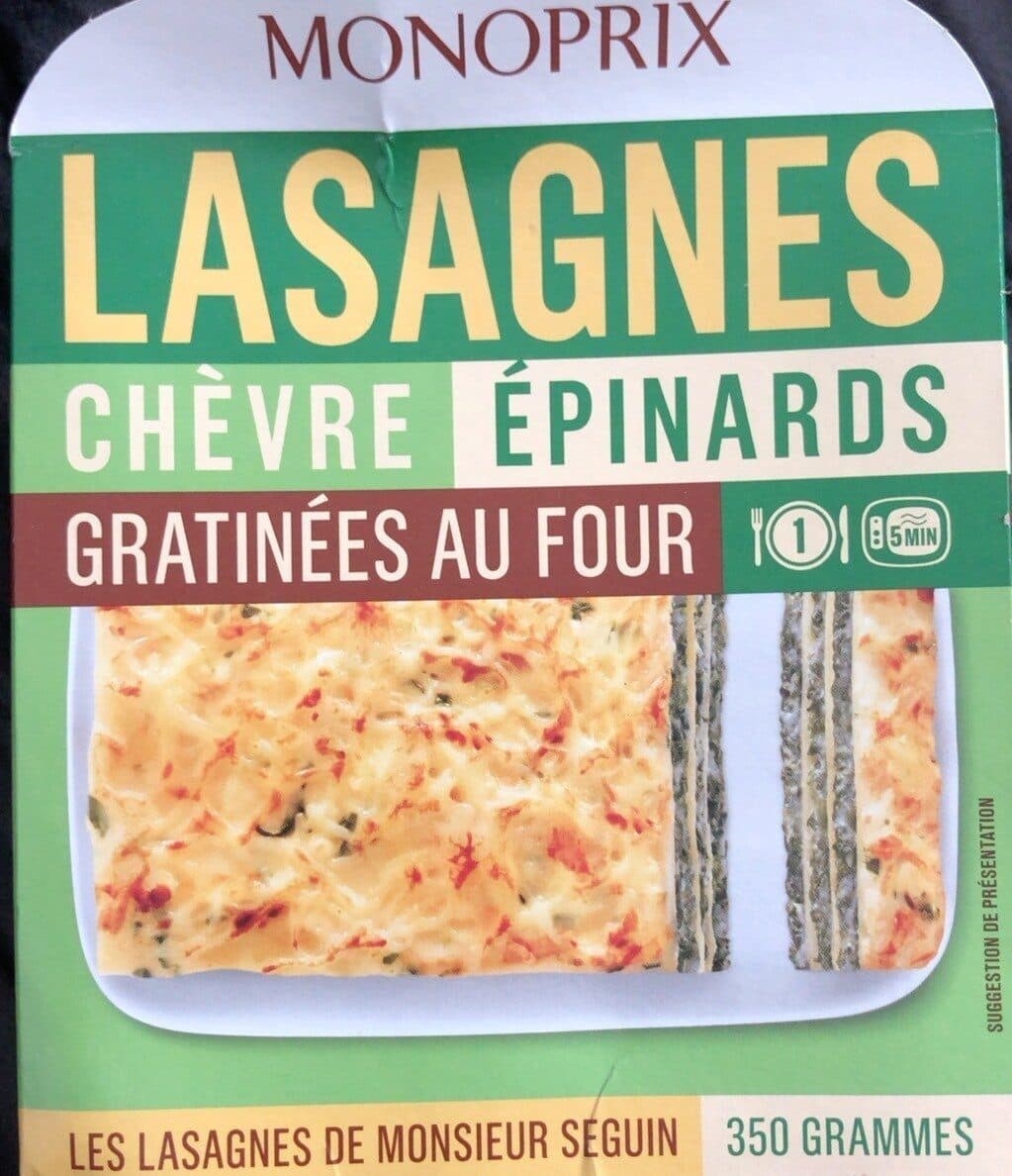 Monoprix Lasagnes Chèvre Épinards Gratinées au Four packshot