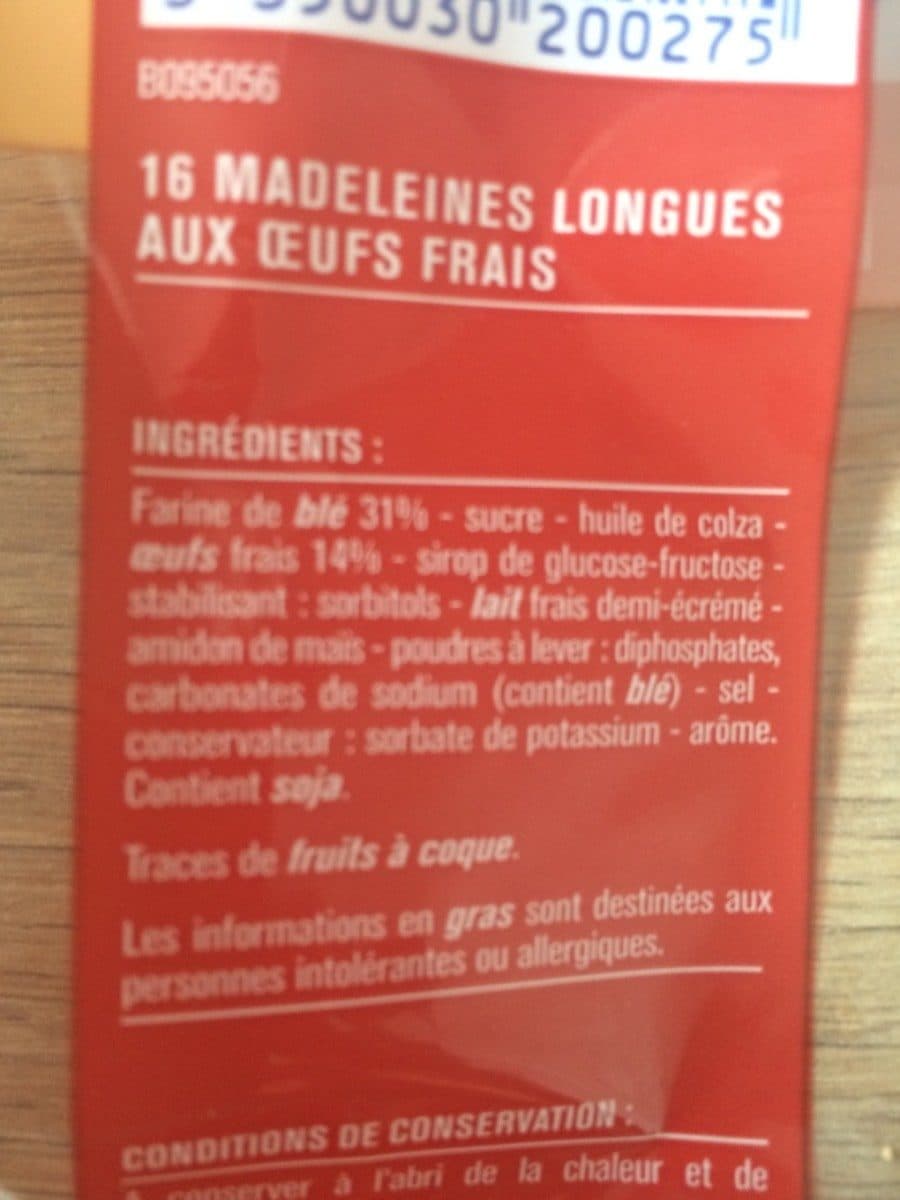 Monoprix Madeleines longues natures packshot