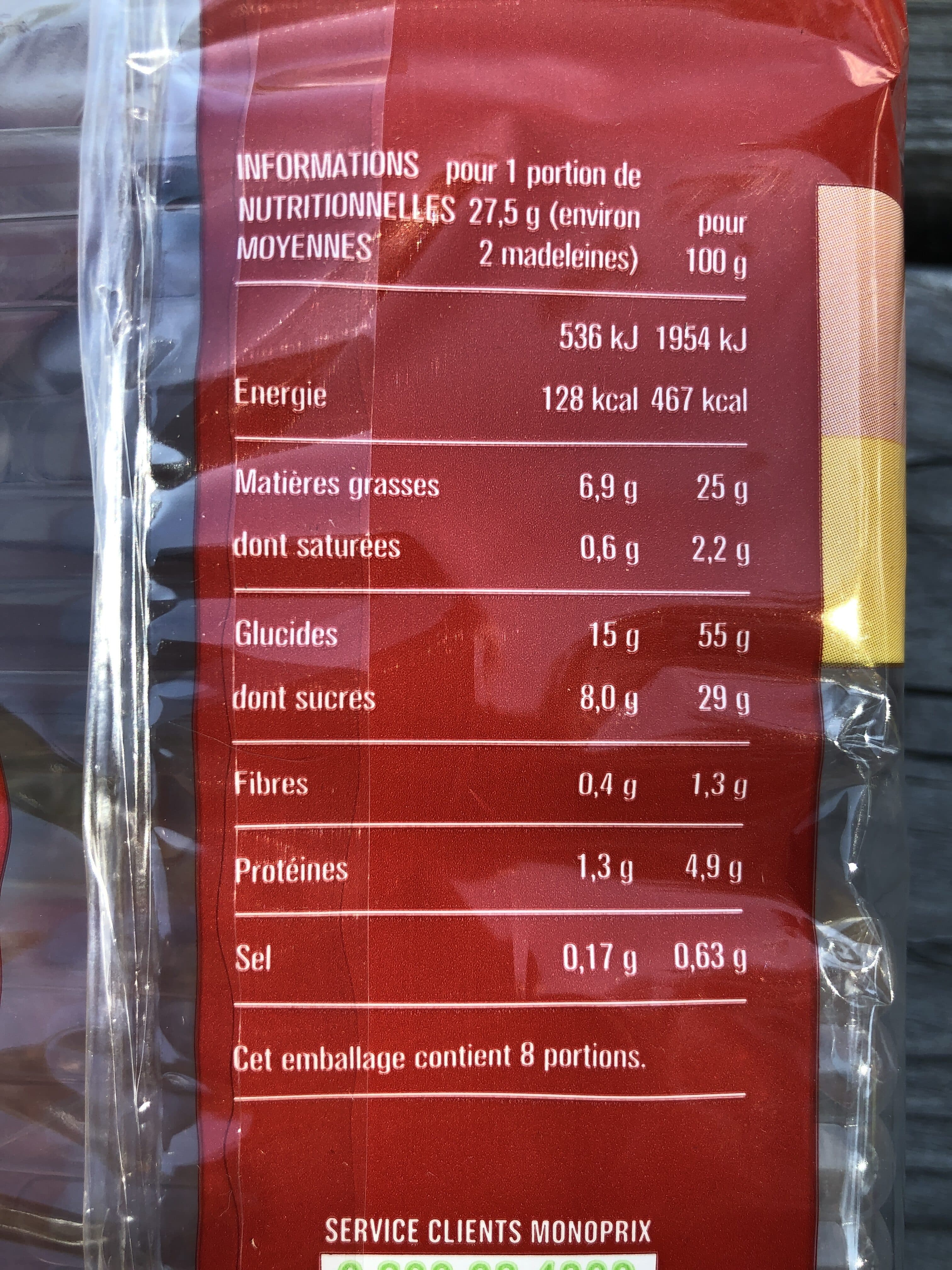 Monoprix Madeleines longues natures packshot