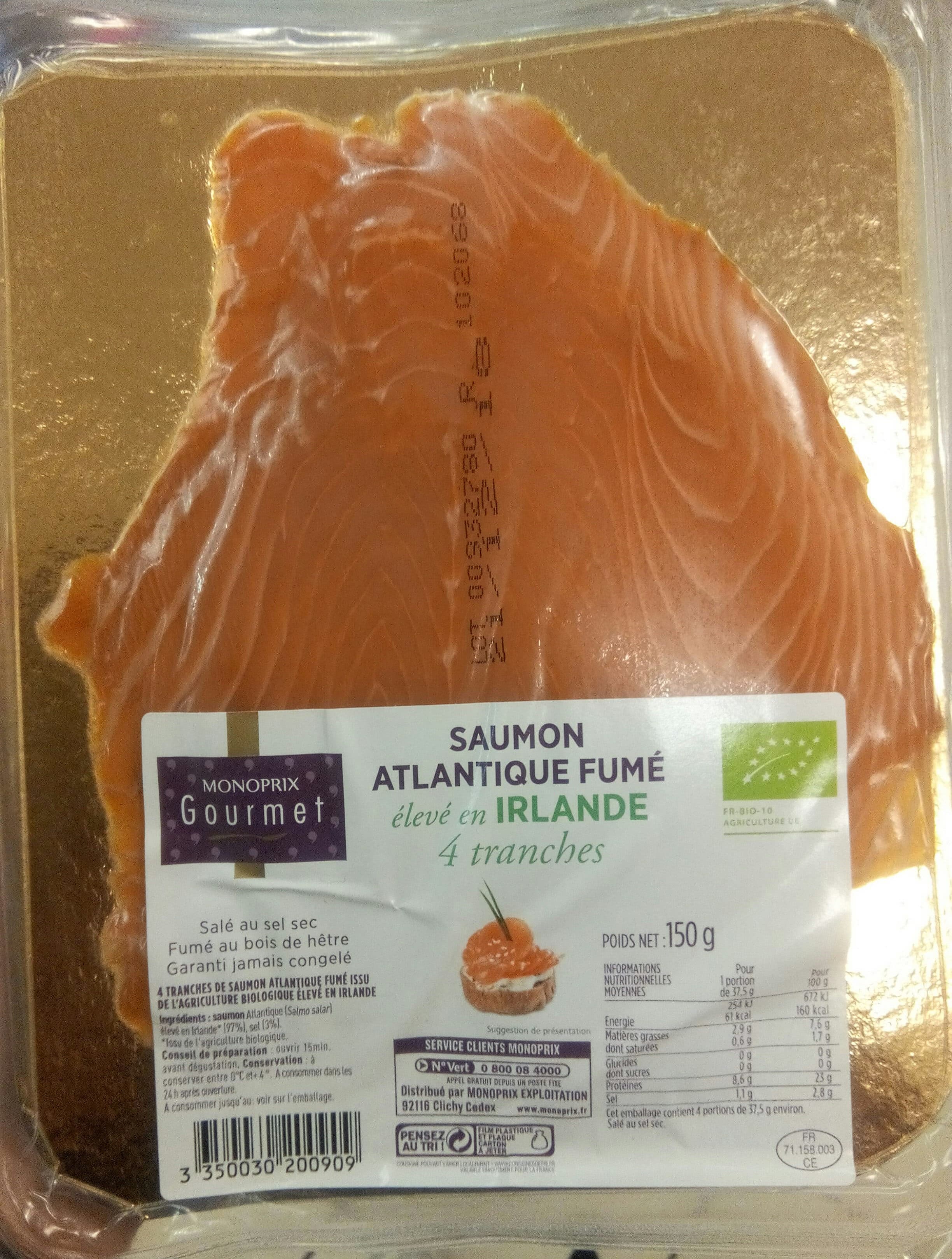 Monoprix Saumon Atlantique fumé, élevé en Irlande packshot