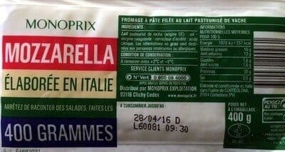 Monoprix Mozzarella packshot