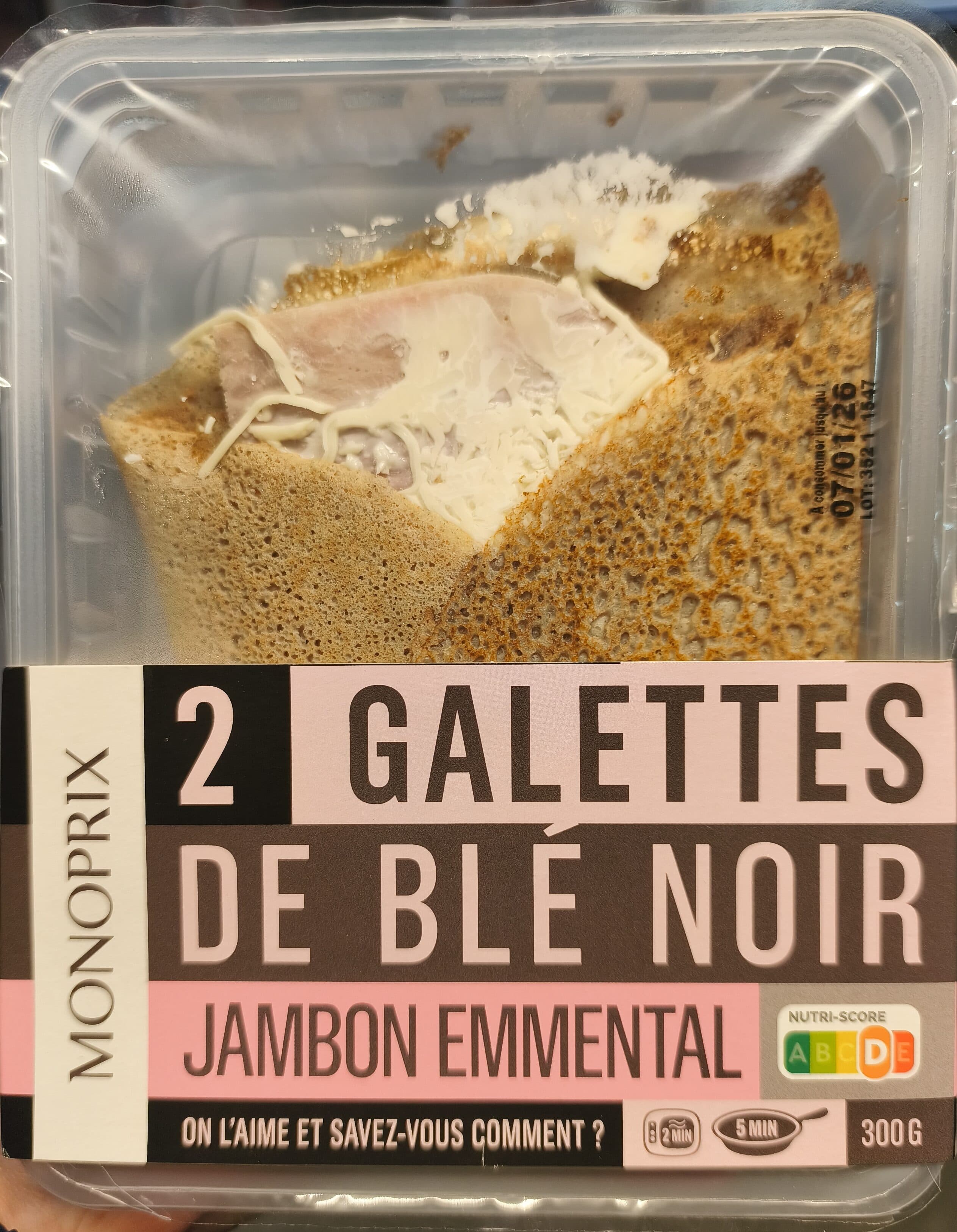 Monoprix 2 galettes de blé noir jambon emmental packshot