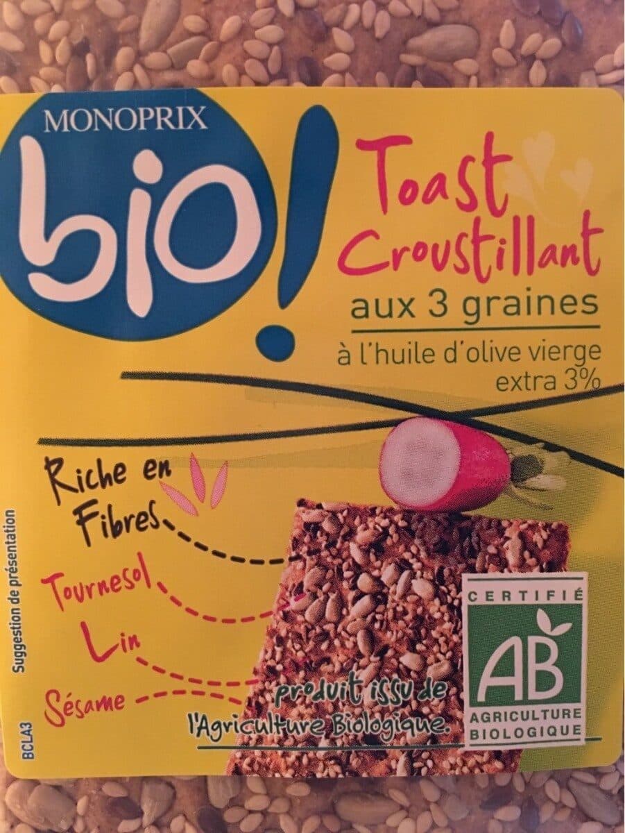 Monoprix Toast Croustillant aux 3 graines packshot