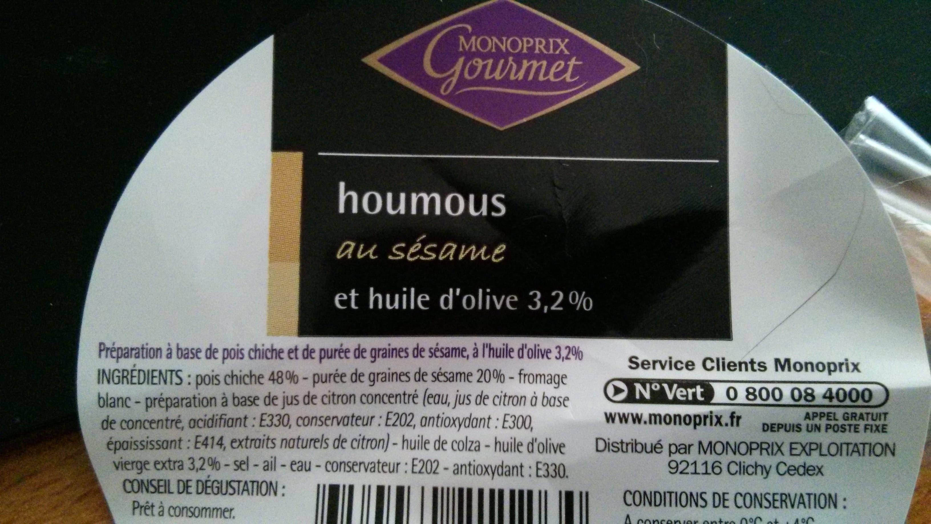 Monoprix Houmous au sésame et huile d'olive 3,2% packshot