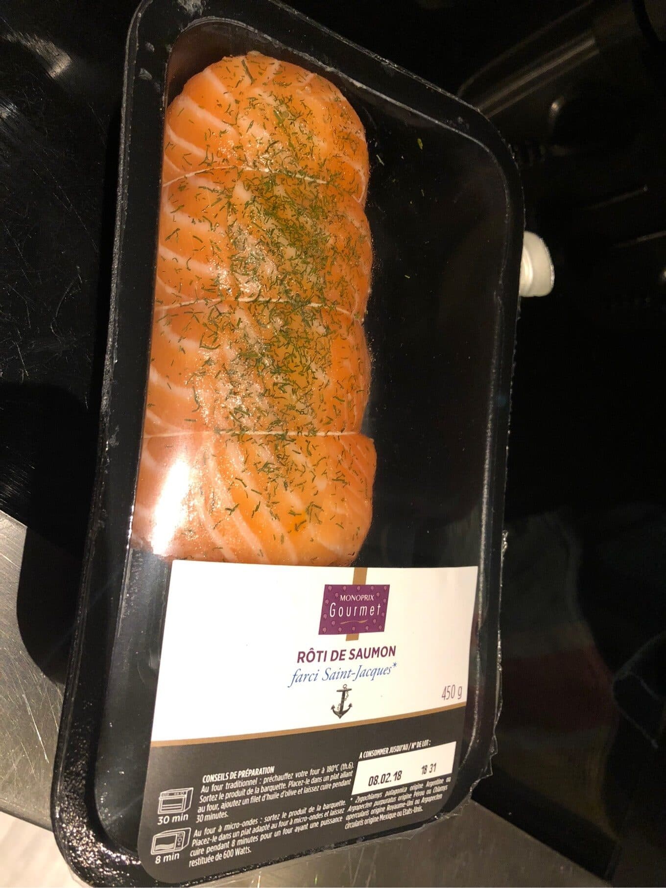 Monoprix Gourmet Rôti de saumon farci Saint-Jacques packshot
