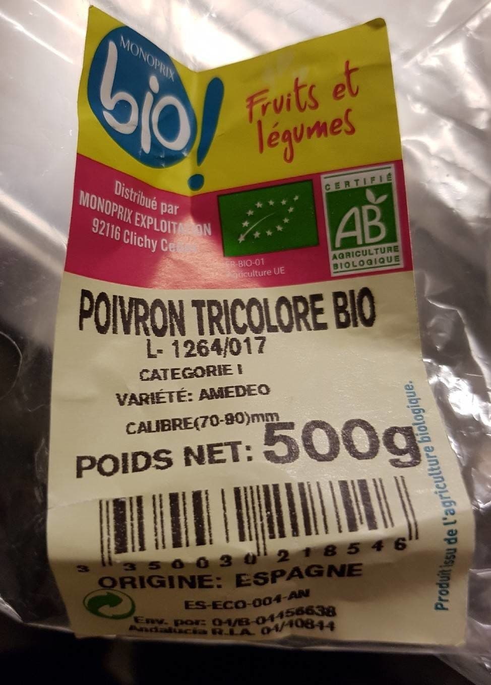 Monoprix Poivron Tricolore Bio packshot