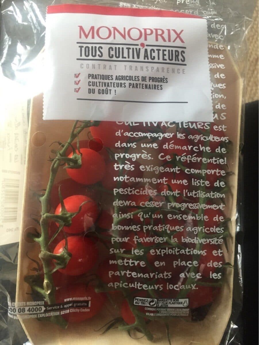 Monoprix Tomate cerise allongée grappe barquette packshot
