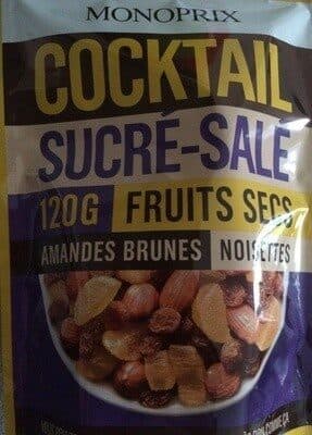 Monoprix Cocktail sucré-salé fruits secs amandes brunes noisettes packshot