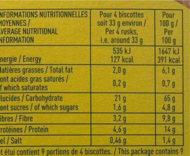 Monoprix 36 Biscottes complètes Bio Monoprix packshot