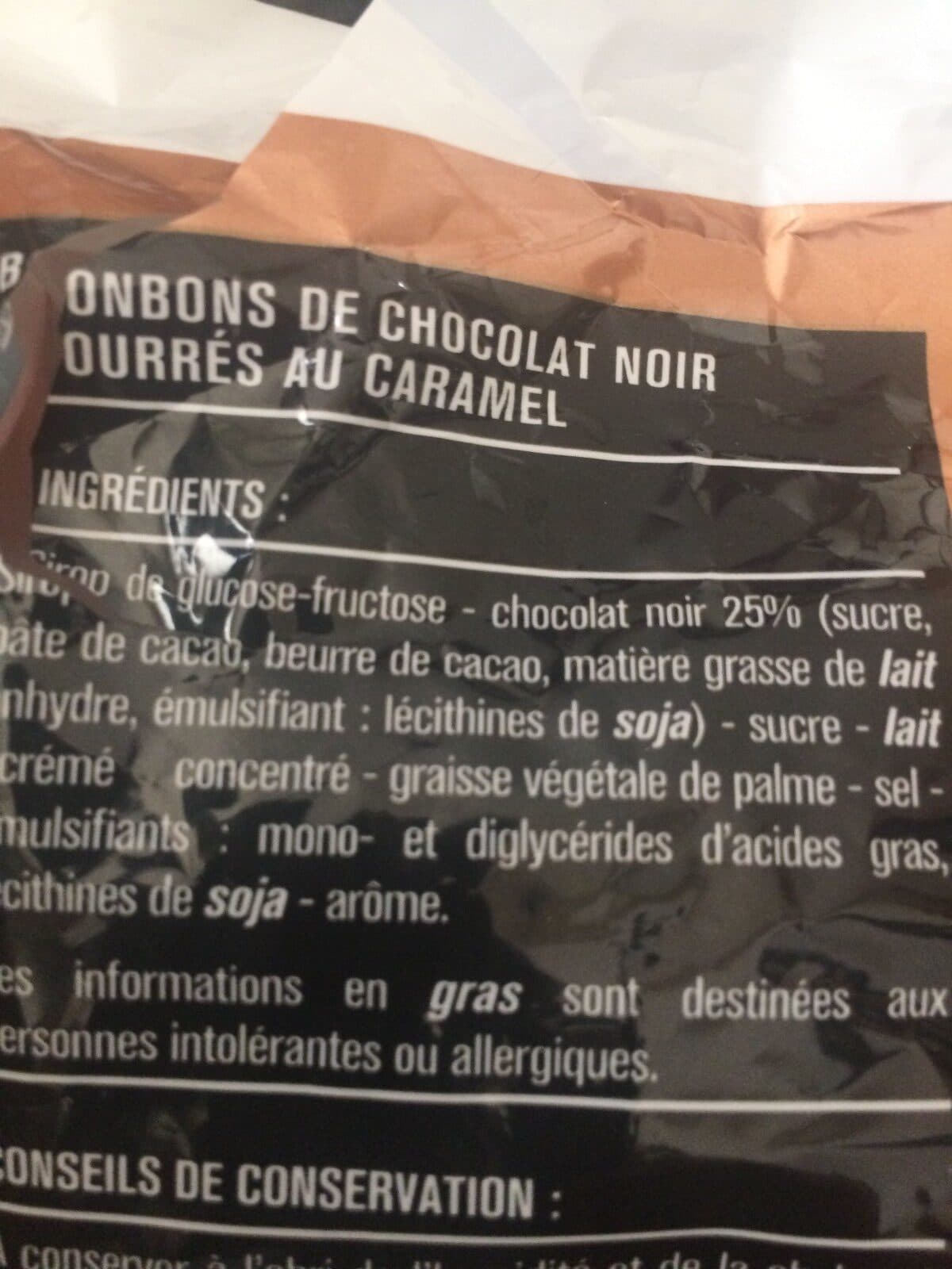 Monoprix Bonbons caramels enrobés de chocolat noir packshot