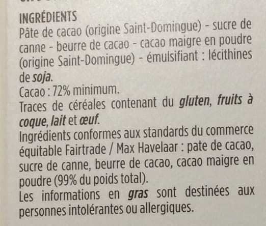 Monoprix Chocolat noir 72% de cacao Saint-Domingue packshot