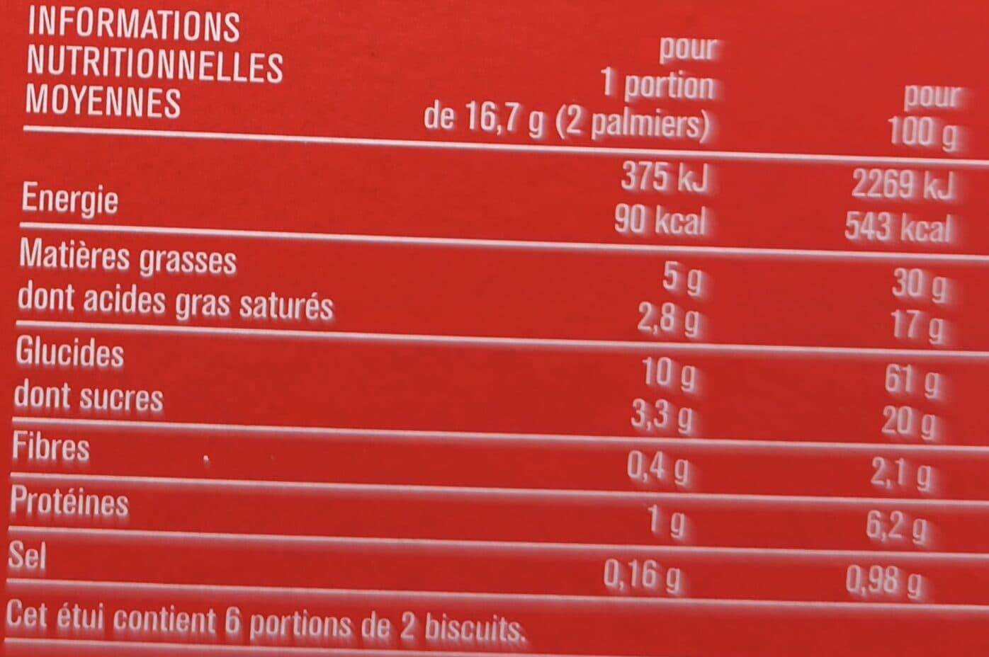 Monoprix Palmiers feuilletés et dorés packshot