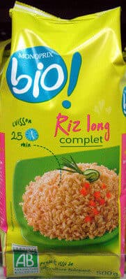 MONOPRIX BIO ! Riz long complet Bio Monoprix packshot