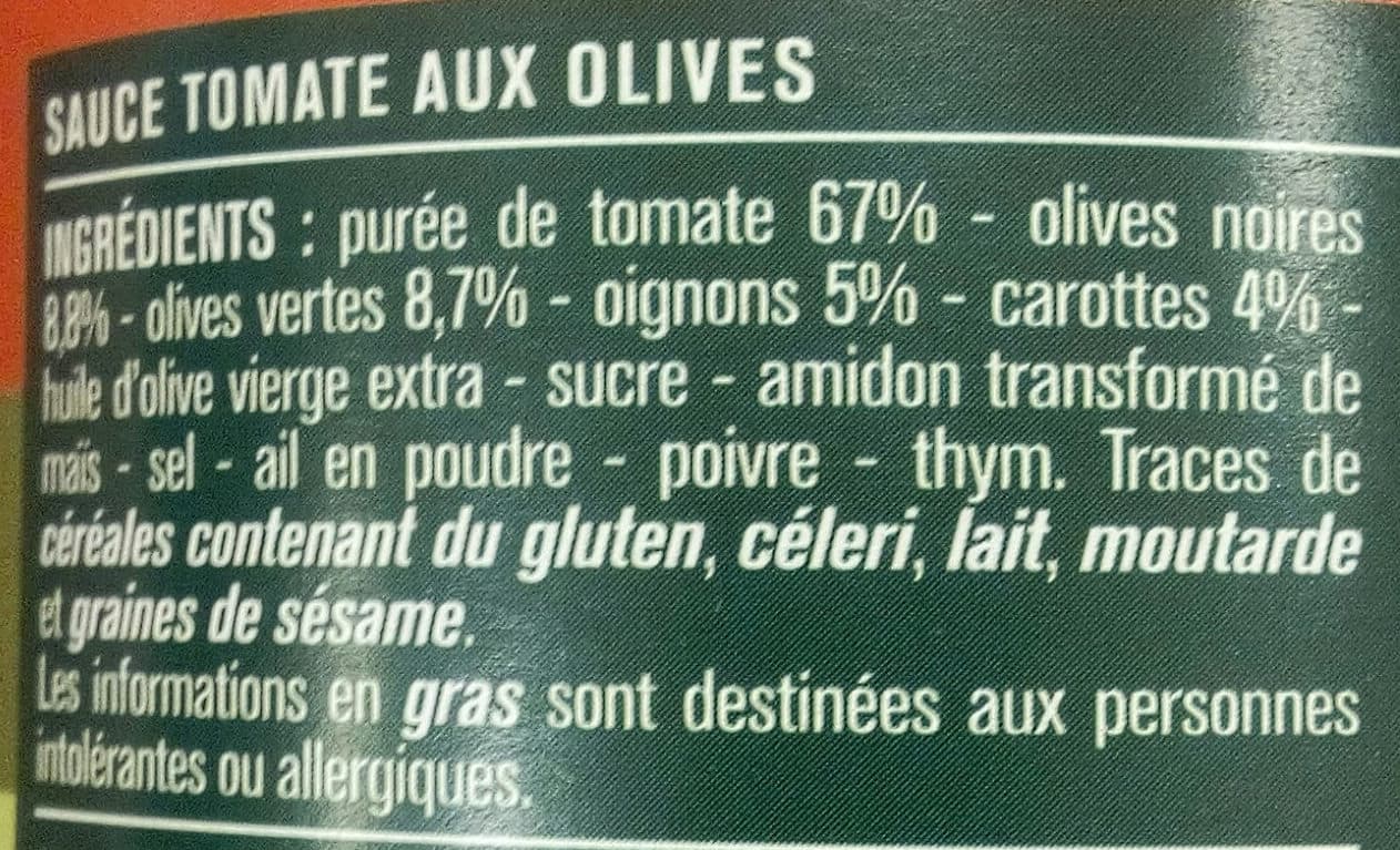 Monoprix Sauce Tomate Olives packshot