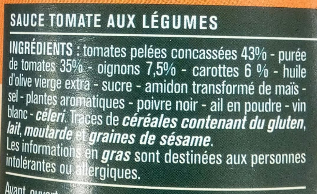 Monoprix Napolitaine - Sauce tomate aux légumes packshot