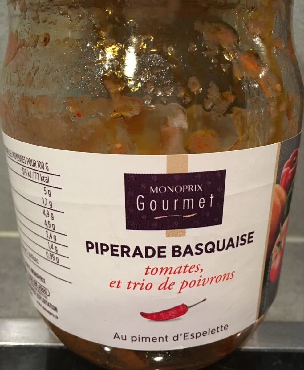 Monoprix Gourmet Piperade basquaise tomates🍅 et duo de poivrons au piment d'Espelette packshot