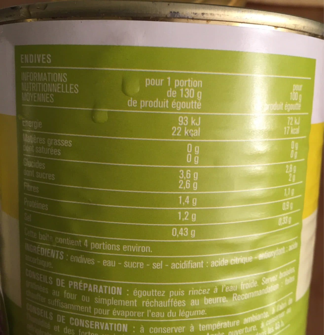 Monoprix Endives, Boîte De 800 Grammes, Marque Monoprix packshot
