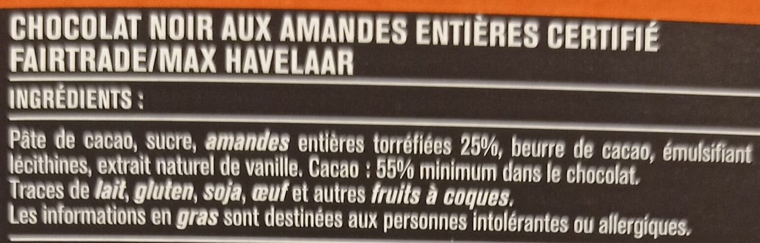 Monoprix Chocolat noir amandes entières packshot