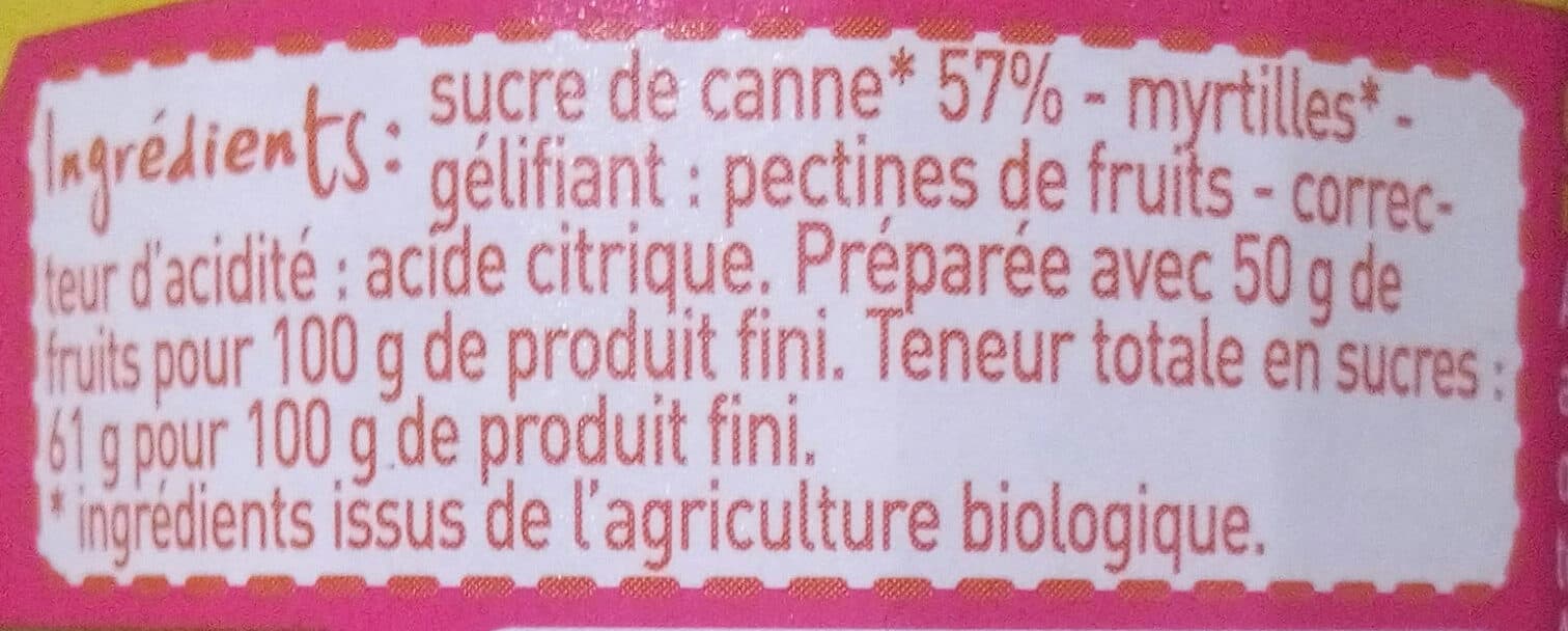 Monoprix Confiture de myrtilles au sucre de canne packshot