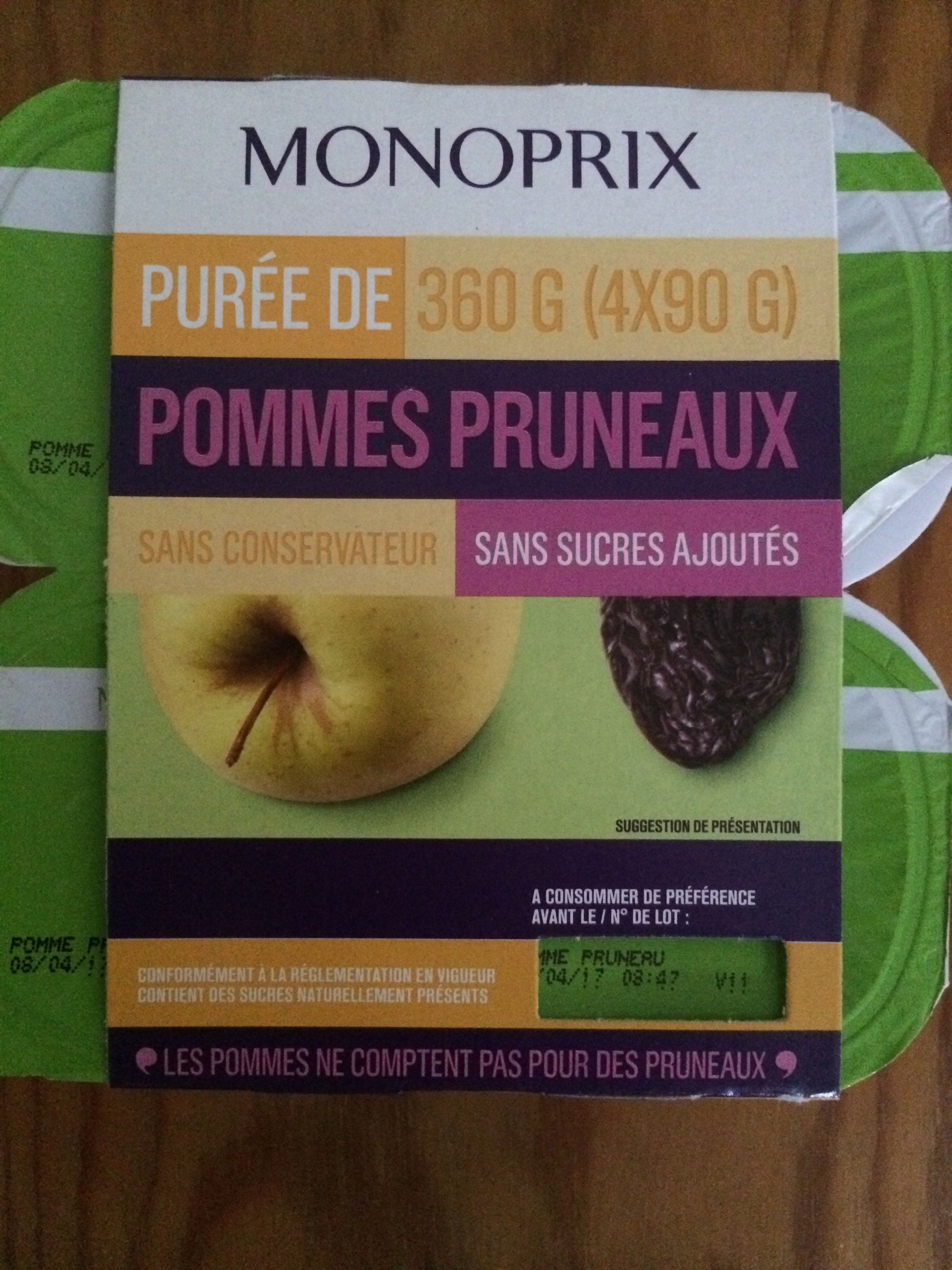 Monoprix Compote Allégée Pommes Pruneaux packshot