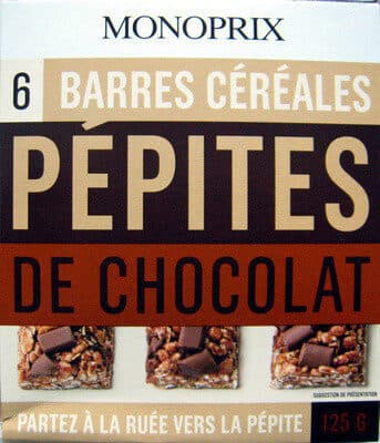 Monoprix 6 Barres céréales Pépites de chocolat Monoprix packshot