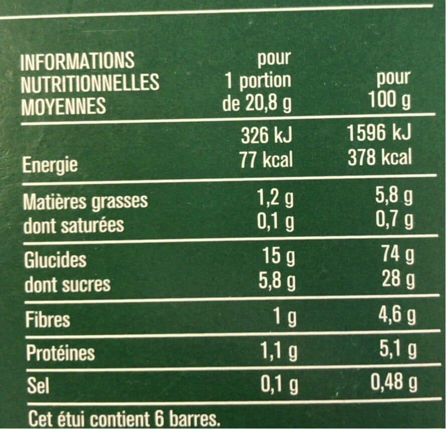 Monoprix 6 Barres Céréales Pomme Vert packshot