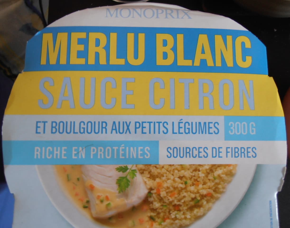 Monoprix Merlu Blanc Sauce Citron et Boulgour aux Petits Légumes packshot