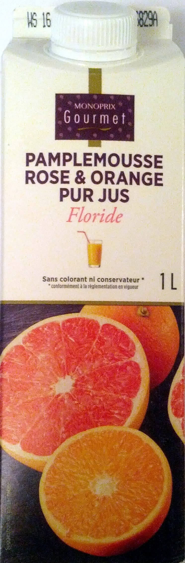 Monoprix Pamplemousse Rose & Orange Pur Jus Floride packshot