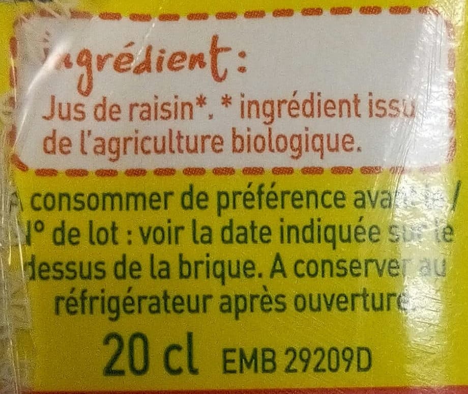 Monoprix 100% pur jus de raisin issu de l'agriculture biologique packshot