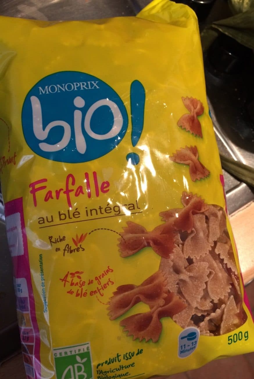 MONOPRIX BIO ! Farfalle au Blé Integral packshot