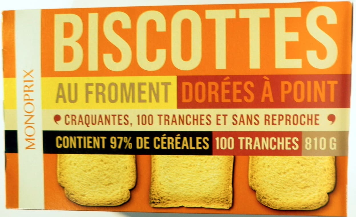 Monoprix Biscottes au froment dorées à point packshot